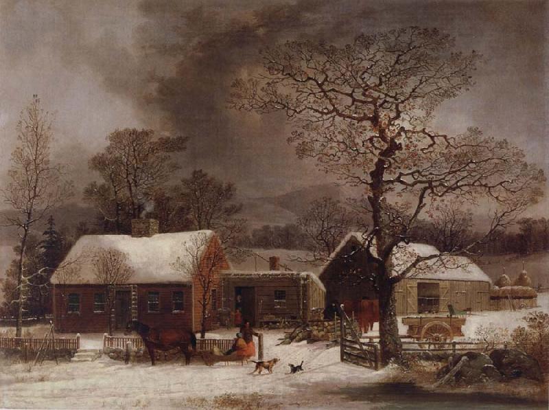 George Henry Durrie Winter Scene in New Haven,Connecticut Norge oil painting art
